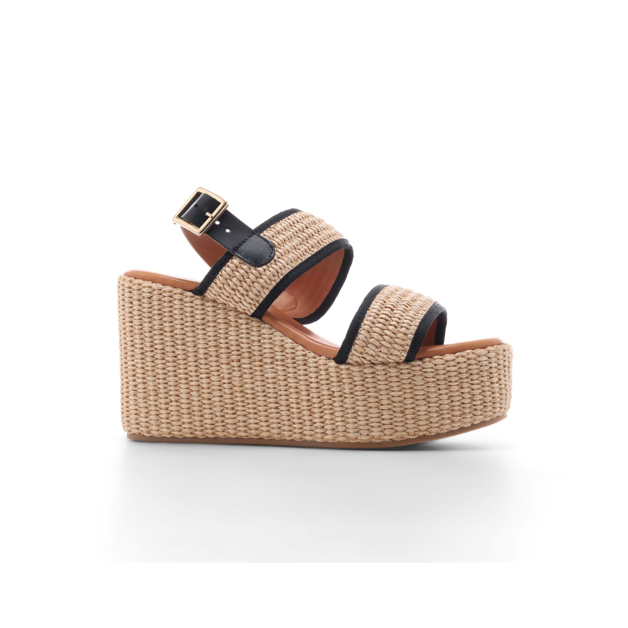 Sevierra Sol Weave Strap Platform Sandals - Black Natural