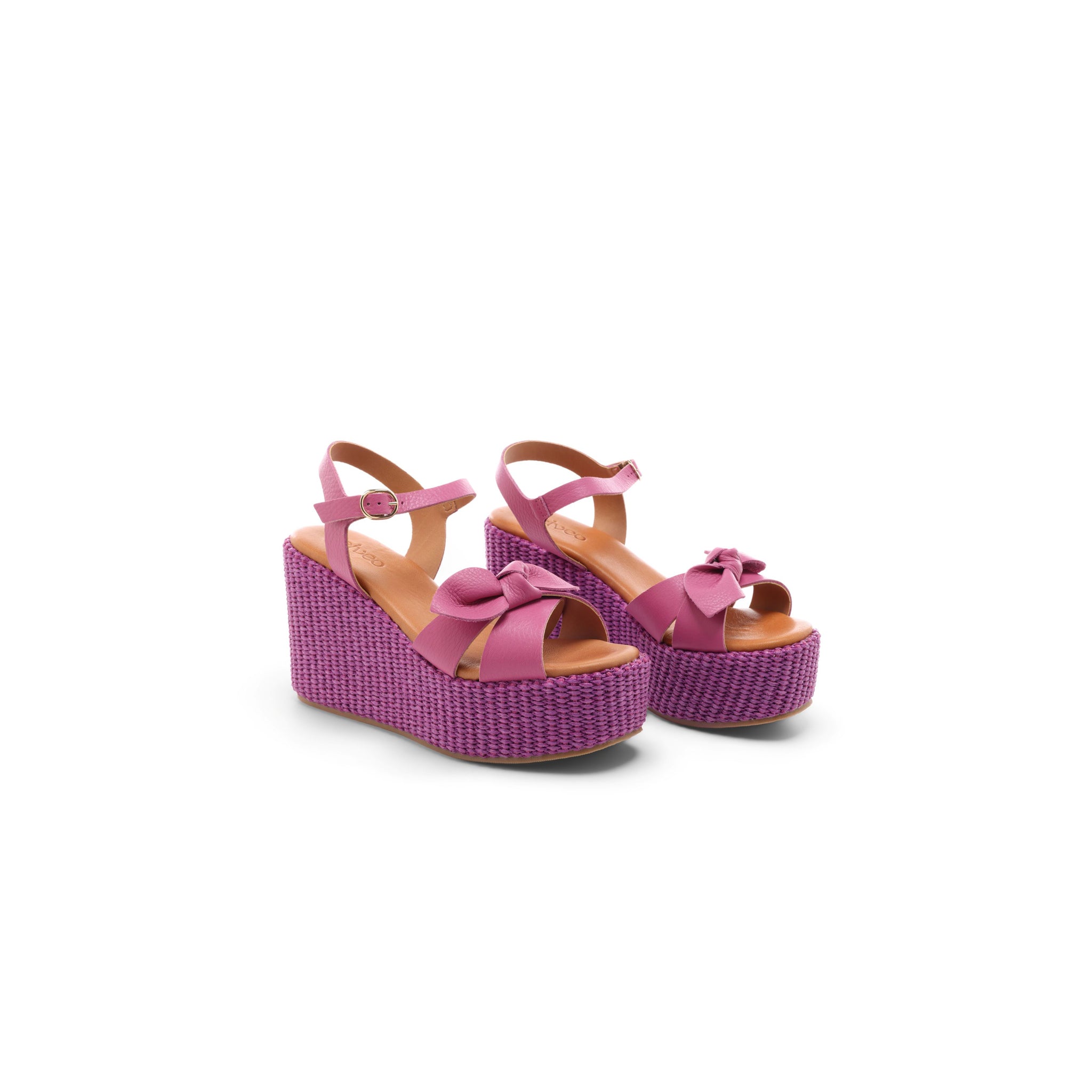 Sevara Cross Strap Wedge Sandals - Fuchsia
