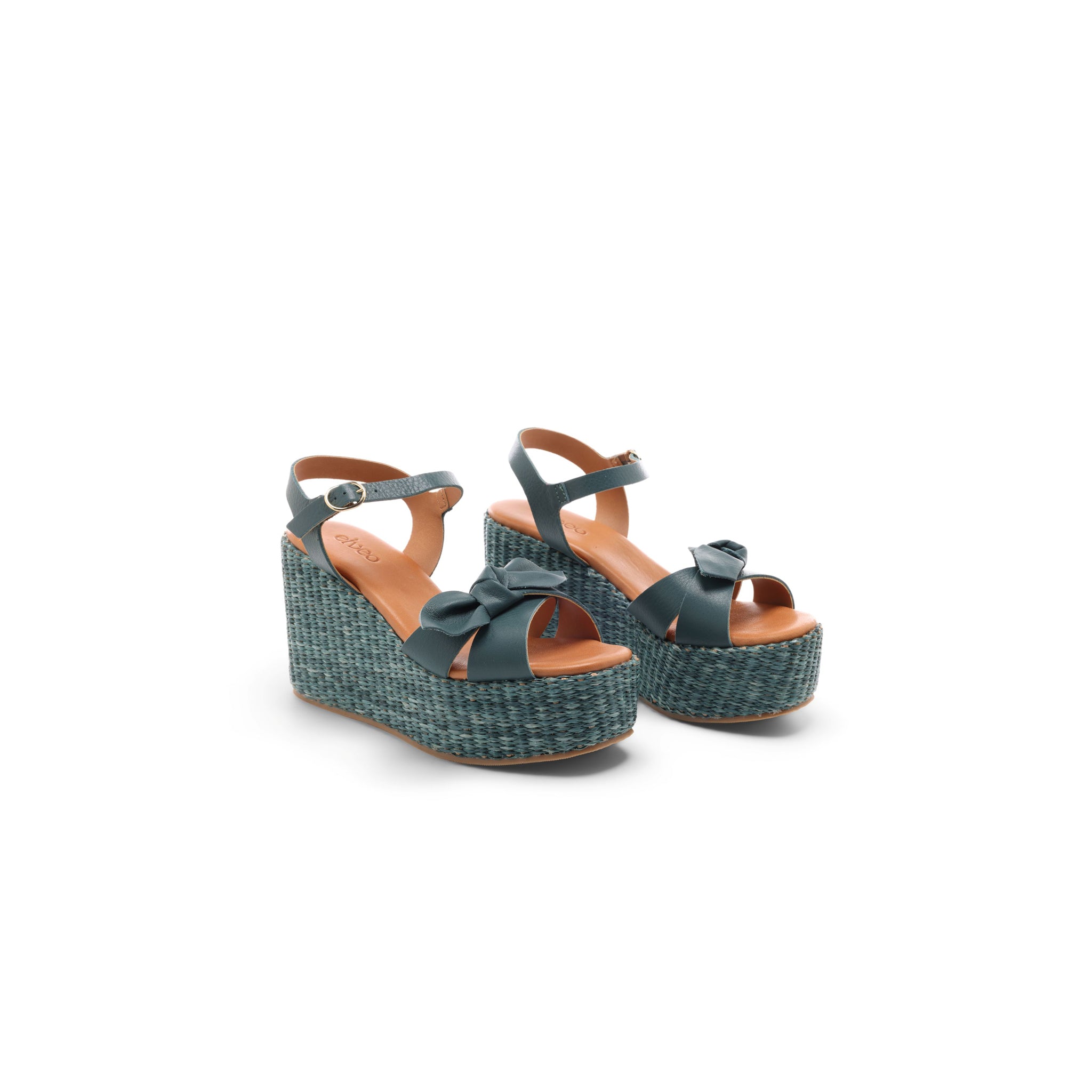 Sevara Cross Strap Wedge Sandals - Teal Blue