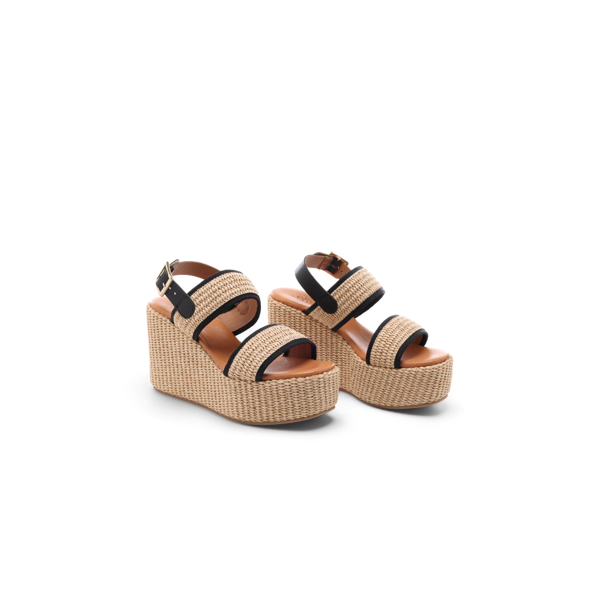 Sevierra Sol Weave Strap Platform Sandals - Black Natural